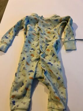 Carter's Light Green Dino Waffle-Knit One-Piece bodysuit - size 12 Months